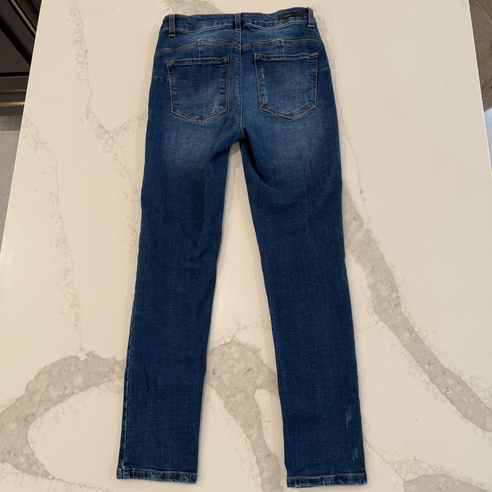 Risen Curvy Yoke Hip Up Skinny Denim Jeans Women’s 27 Dark Blue Wash Mid Rise - Picture 5 of 8